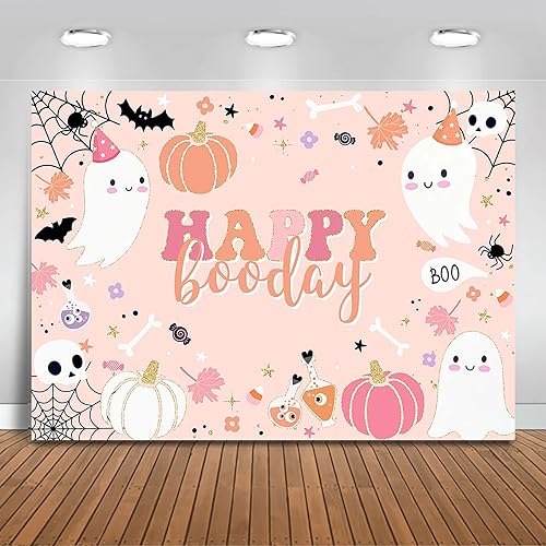Mocsicka Fondo de Halloween para cumpleaños, decoración de fiesta de cumpleaños, Halloween, lindo boo, calabaza, cumpleaños, fotografía, cabina de