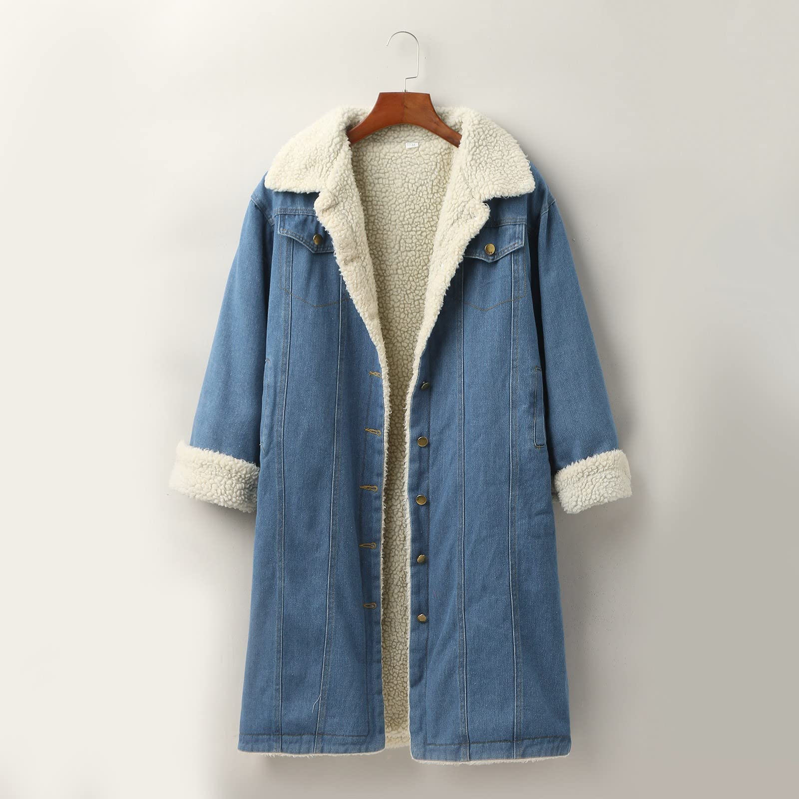 Chaqueta vaquera para mujer, chaqueta de invierno, forro polar, cuello de peluche, chaqueta de entretiempo, chaqueta cálida de mezclilla, manga larga, estilo occidental, chaqueta vaquera con