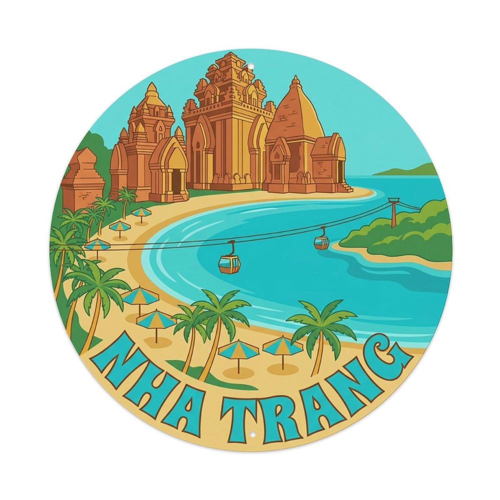 Este 8X8inch Style Vietnam Vintage Travel Nha Trang Metal Tin Sign