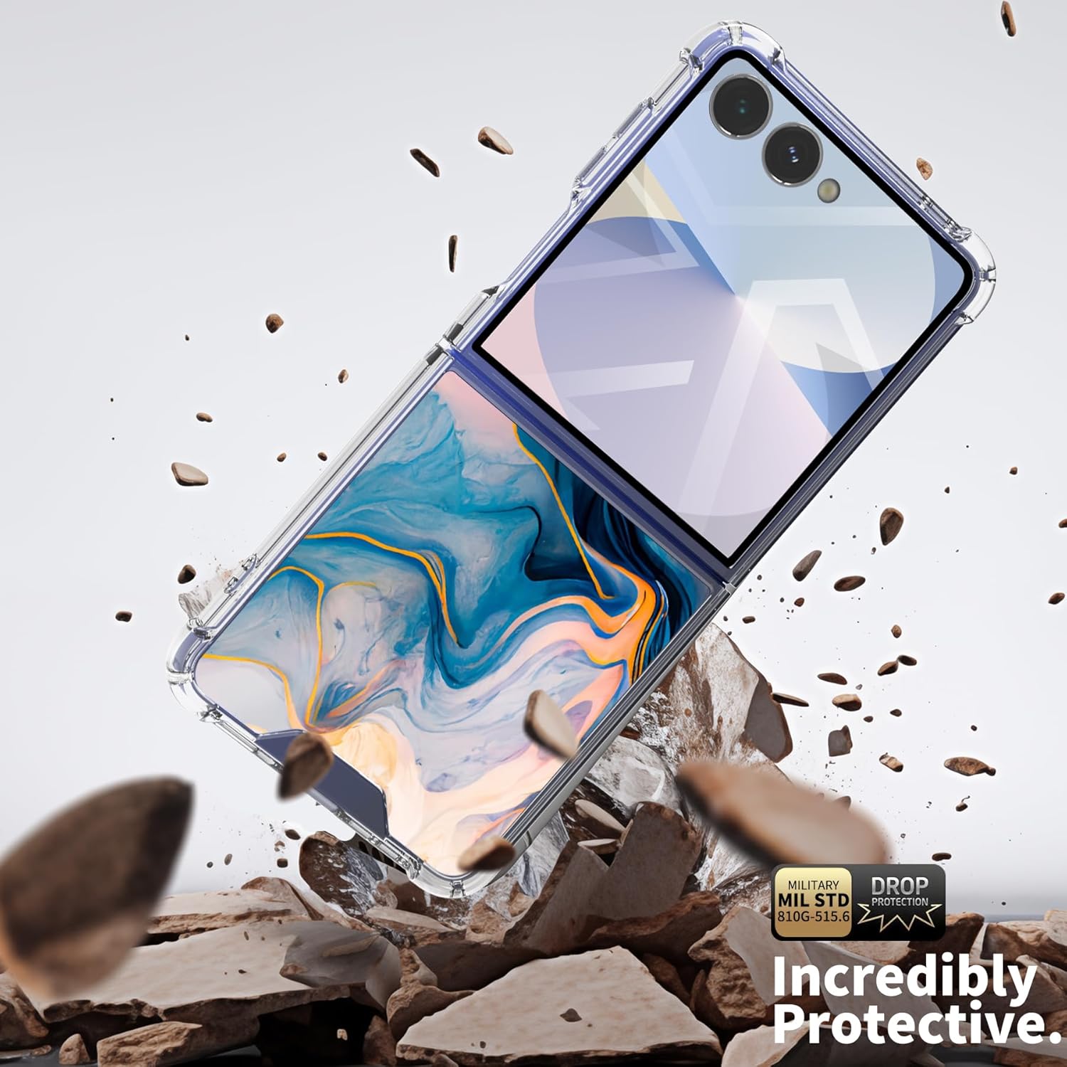for Samsung Galaxy Z Flip 7 Case 5G Flowers Slim Anti-Drop Shockproof Protective Soft Shockproof Clear Phone Protective Covers 6.8 Inch for Women Men (Sunshine Beach with Holder)