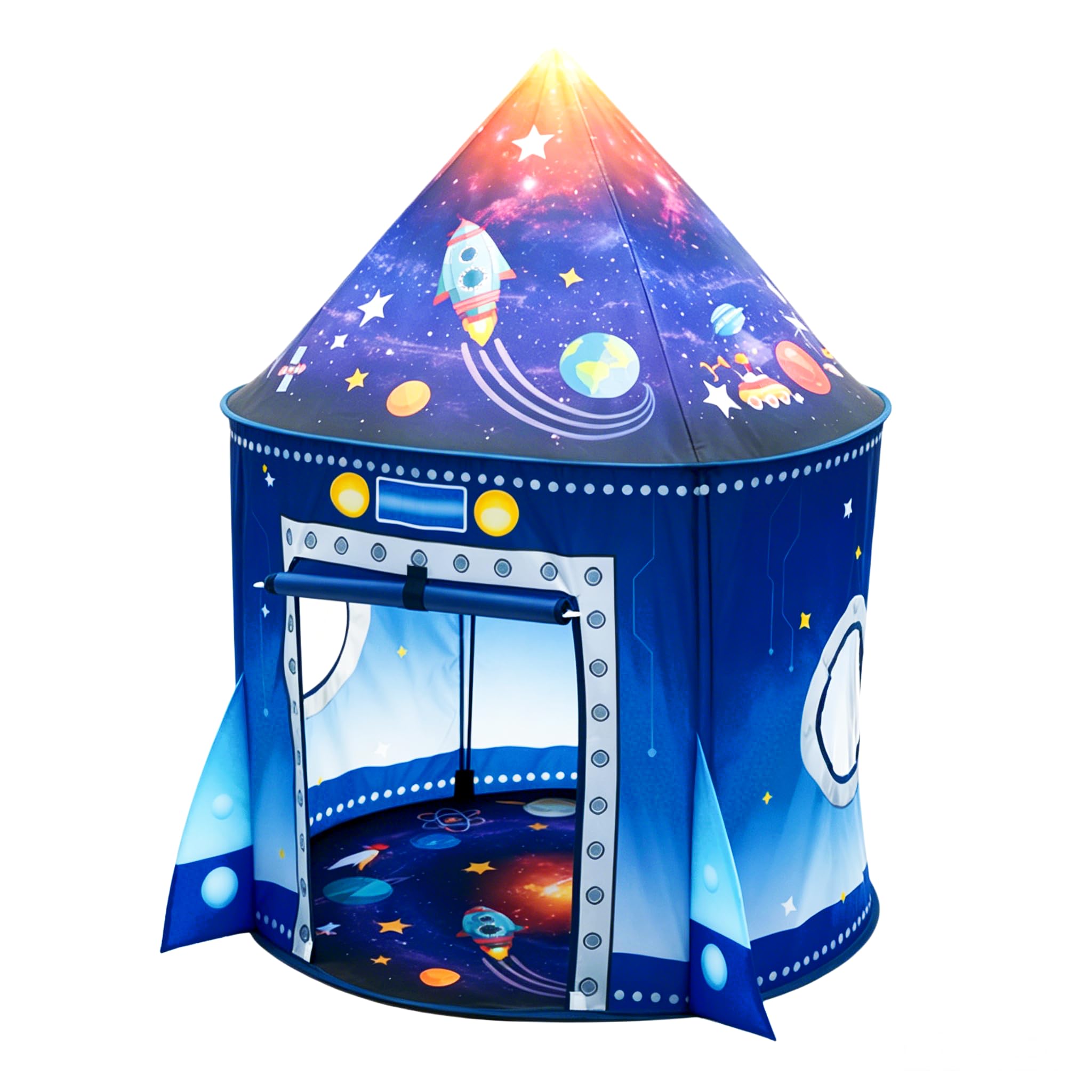 Rocket Space Ship Play Tent for Kids, Astronaut Themed Pop Up Playhouse, Indoor Outdoor Foldable Space Adventure Tent Birthday Gift for Boys and Girls