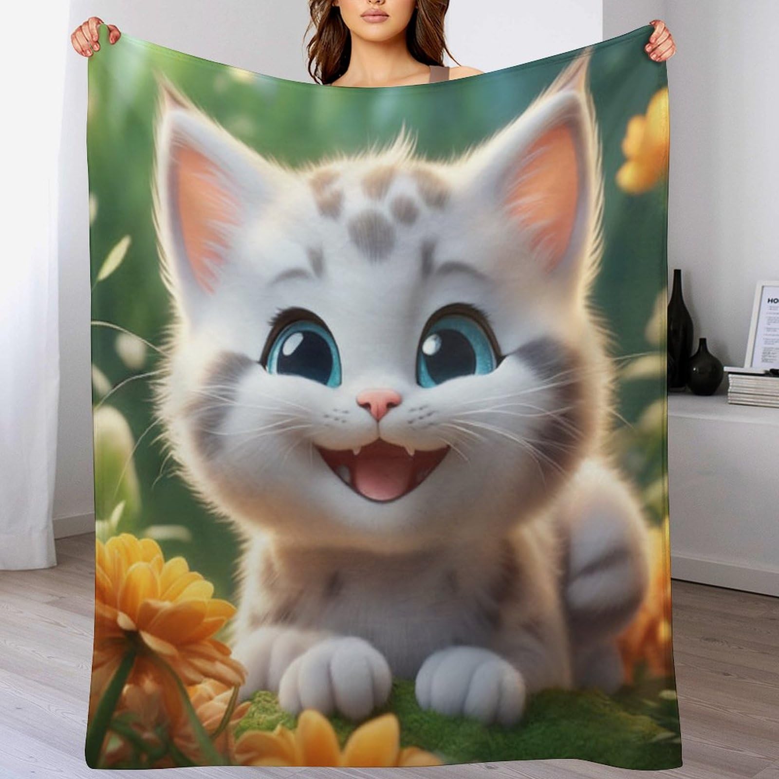Couverture en flannel chat anti-pluche pour calmer le froid