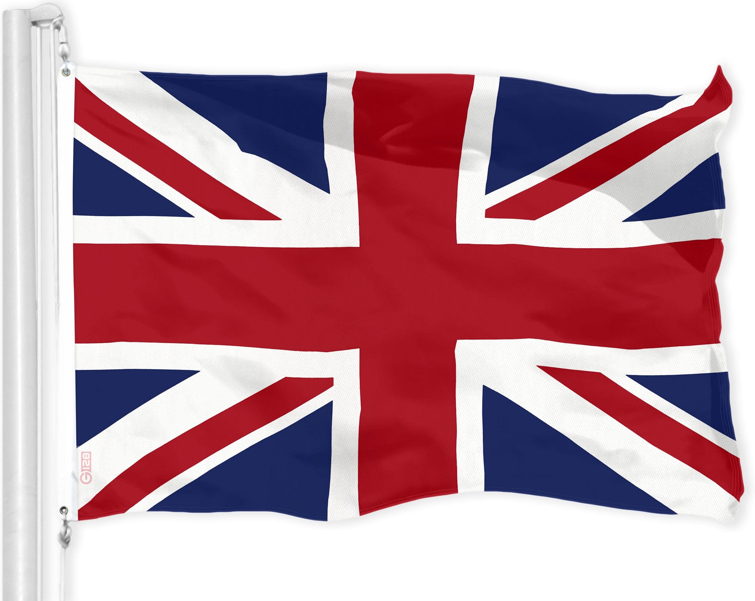 G128 UK United Kingdom Flag | 3x5 Ft | LiteWeave Pro Series Printed 150D Polyester | Country Flag, Indoor/Outdoor, Vibrant Colors, Brass Grommets, Thicker and More Durable Than 100D 75D Polyester