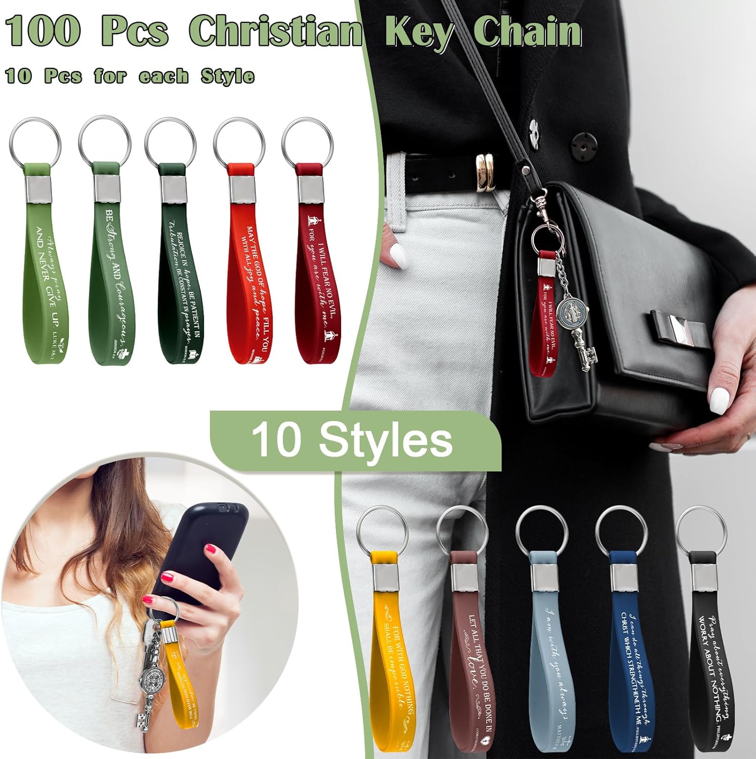 100 Pcs Christian Mothers Day Gift for Mom Bible Verse Keychain Bulk Religious Inspirational Keyring for Women Church