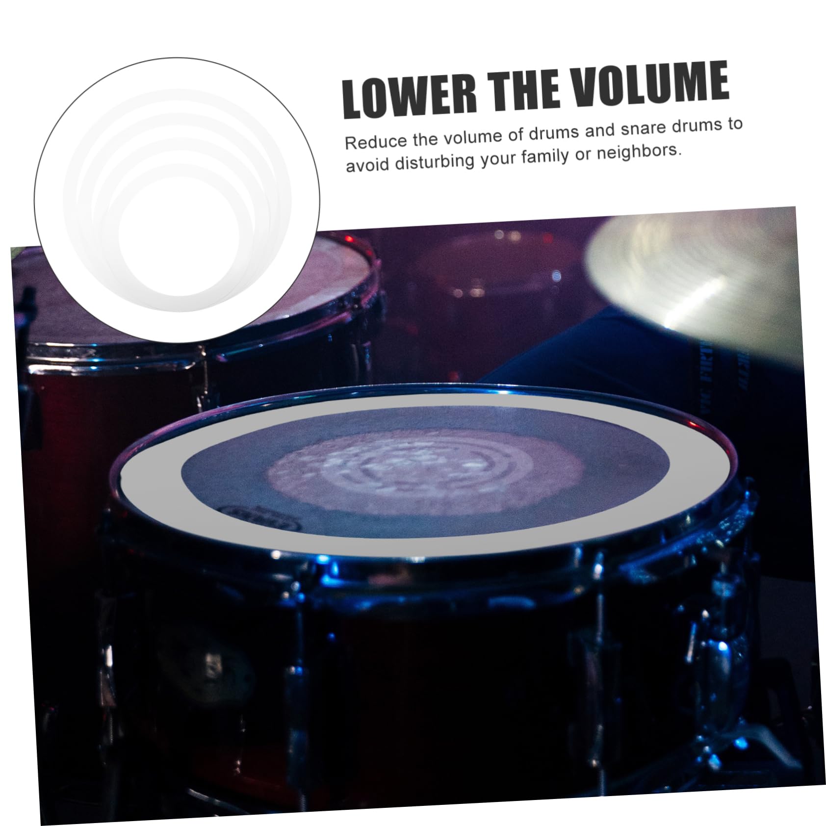 BESPORTBLE 4Pcs Snare Drum Mute Kit Durable Sound Dampening Rings for Home Practice Fits Drums Easy to Install Protects Your Instrument From Damage