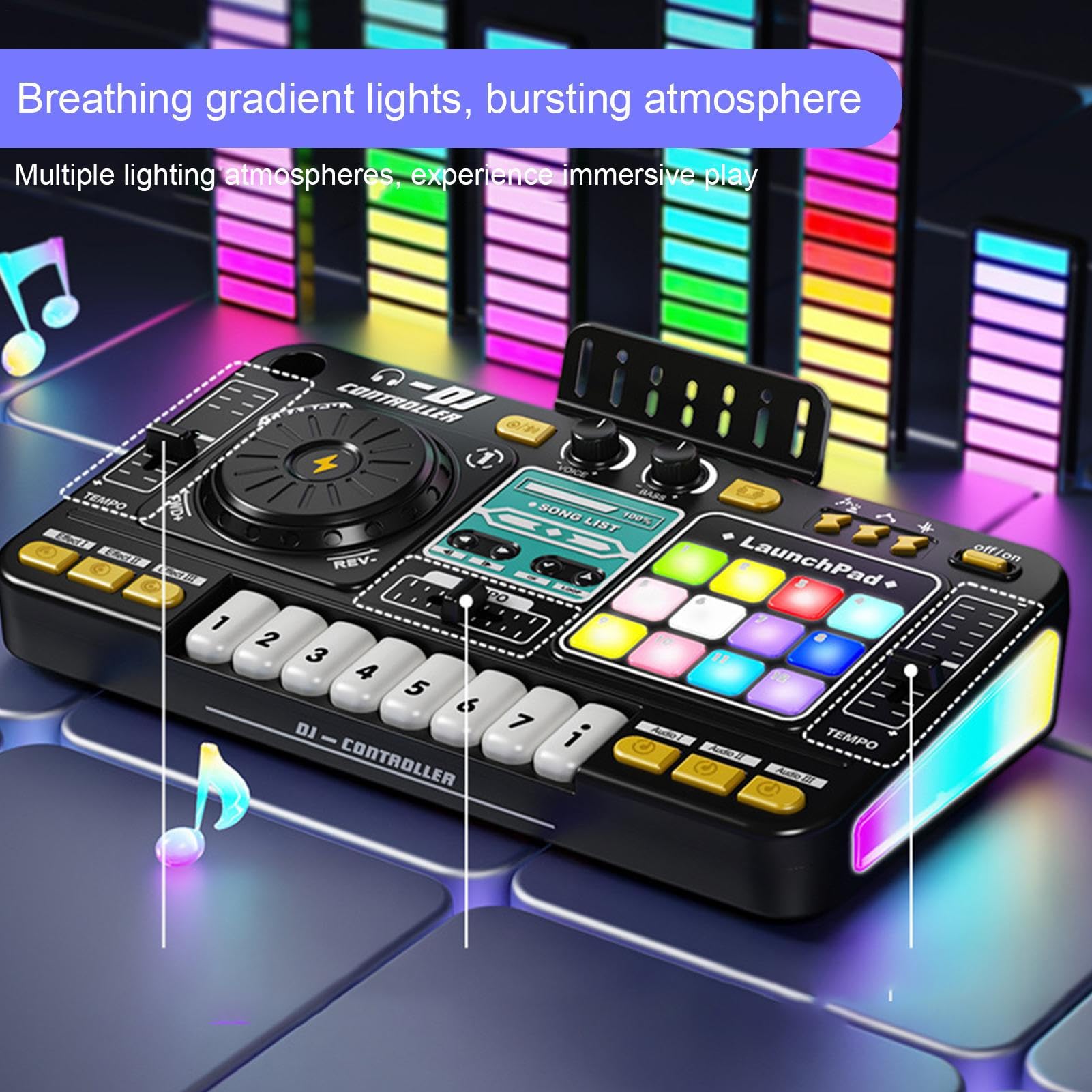 DJ Mixer Piano, Musikmixer Klavierspielzeug Klavier -Tastatur tragbares USB | DJ Learning Keyboard Mixer Kinderinstrument Spielzeug Digitales Audio zum Geburtstag