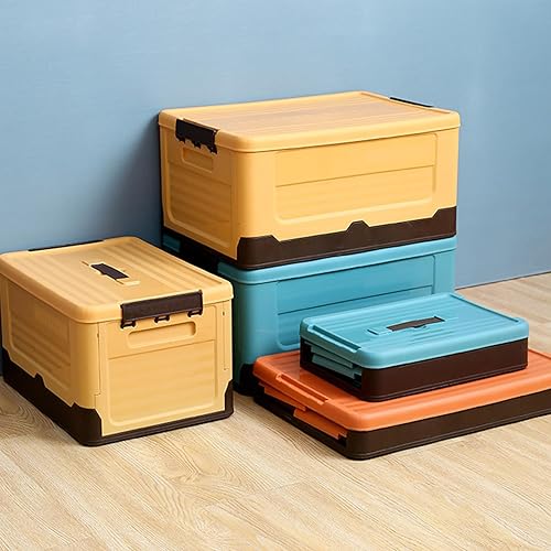 Miniatura 5 de Foldable Storage Crate Portable Folding Plastics Bin With Lid Space Saving Book Organizers Dorm Room Organization Supplies Office Storage Accessory