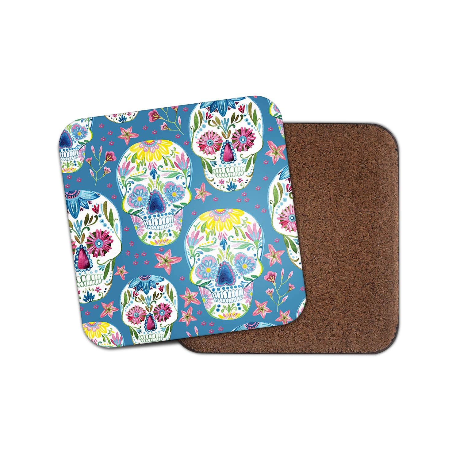 1 x Flowery Sugar Skulls Drinks Coaster - Calavera Mexico Dead Mexican #8492