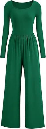 PRETTYGARDEN Womens Jumpsuits Dressy Casual Fall Fashion 2025 Trendy Long Sleeve Wide Leg Rompers Spring Work Office Outfits