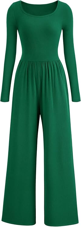 PRETTYGARDEN Womens Jumpsuits Dressy Casual Fall Fashion 2025 Trendy Long Sleeve Wide Leg Rompers Spring Work Office Outfits