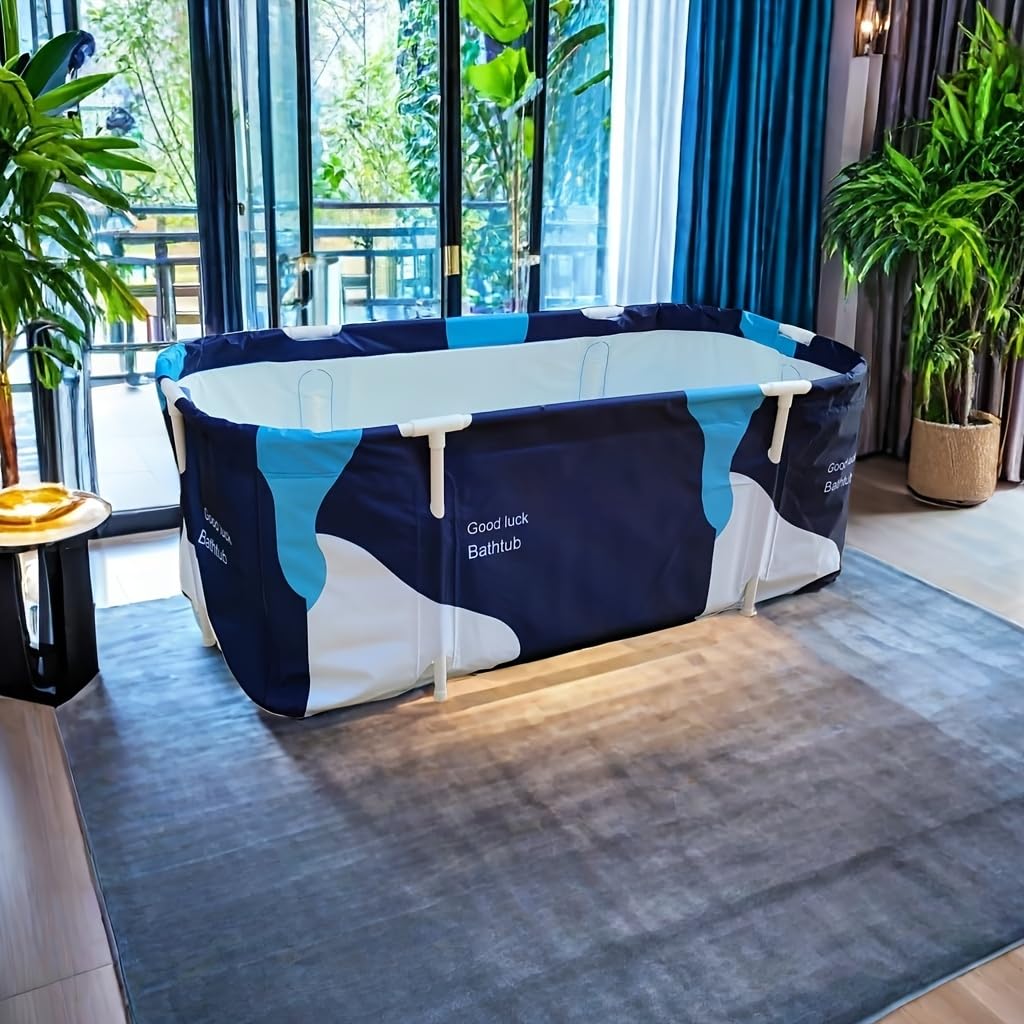 Vasca da bagno portatile 140 cm x 60 cm x 55 cm, pieghevole per adulti, vasca idromassaggio per bagno e cabina doccia