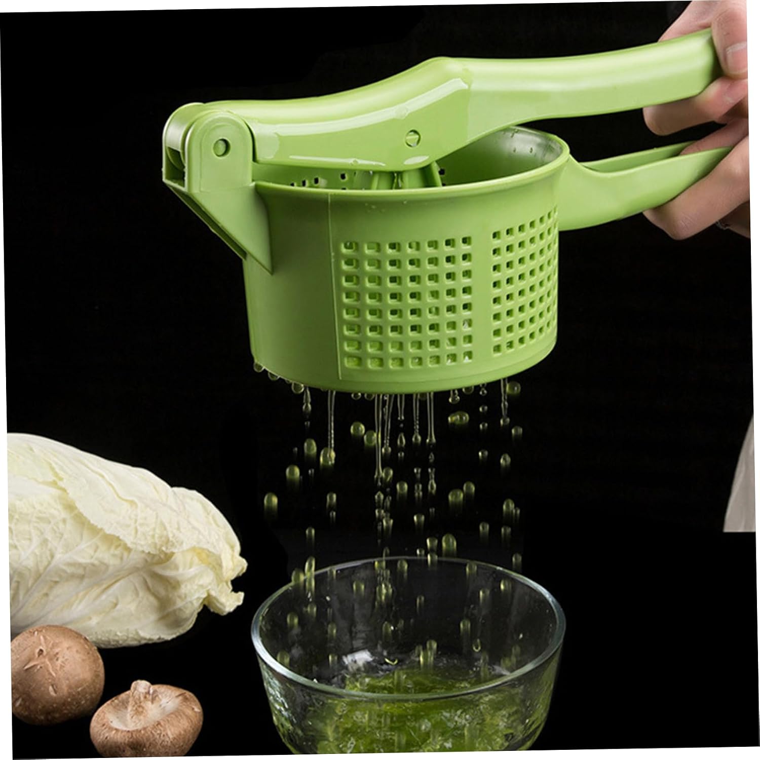 Vegetable Squeezer, 13 inch Fine Mesh Plastic Vegetable Dryer, Manual Salad Spinner with Ergonomic Handle for Food Strainer