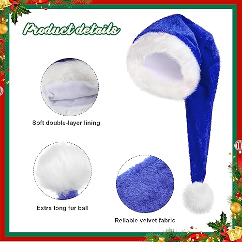Miniatura 2 de 2 Sombrero de Papá Noel unisex de Navidad, gorro largo para adultos, fiesta de vacaciones