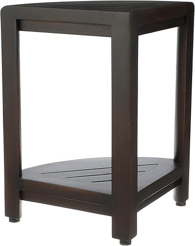 Miniatura 4 de Decoteak Teak Corner Shower Shelf – 2 Tier Waterproof Bathroom Storage Organizer Compact Wood Storage Water-Resistant Design Space Saver for