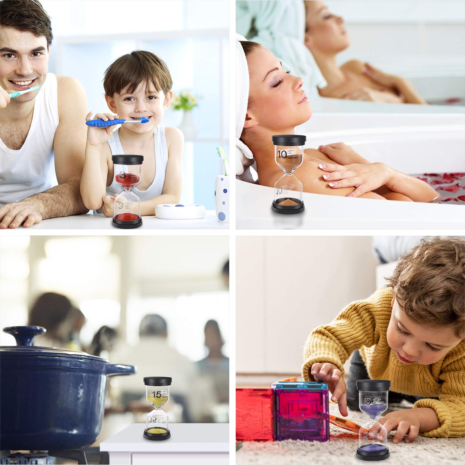 Set 5 Clessidre Bambini - Timer 3/5/10/20/30 Minuti, Colorate, Per Gestione Tempo - Foto 13