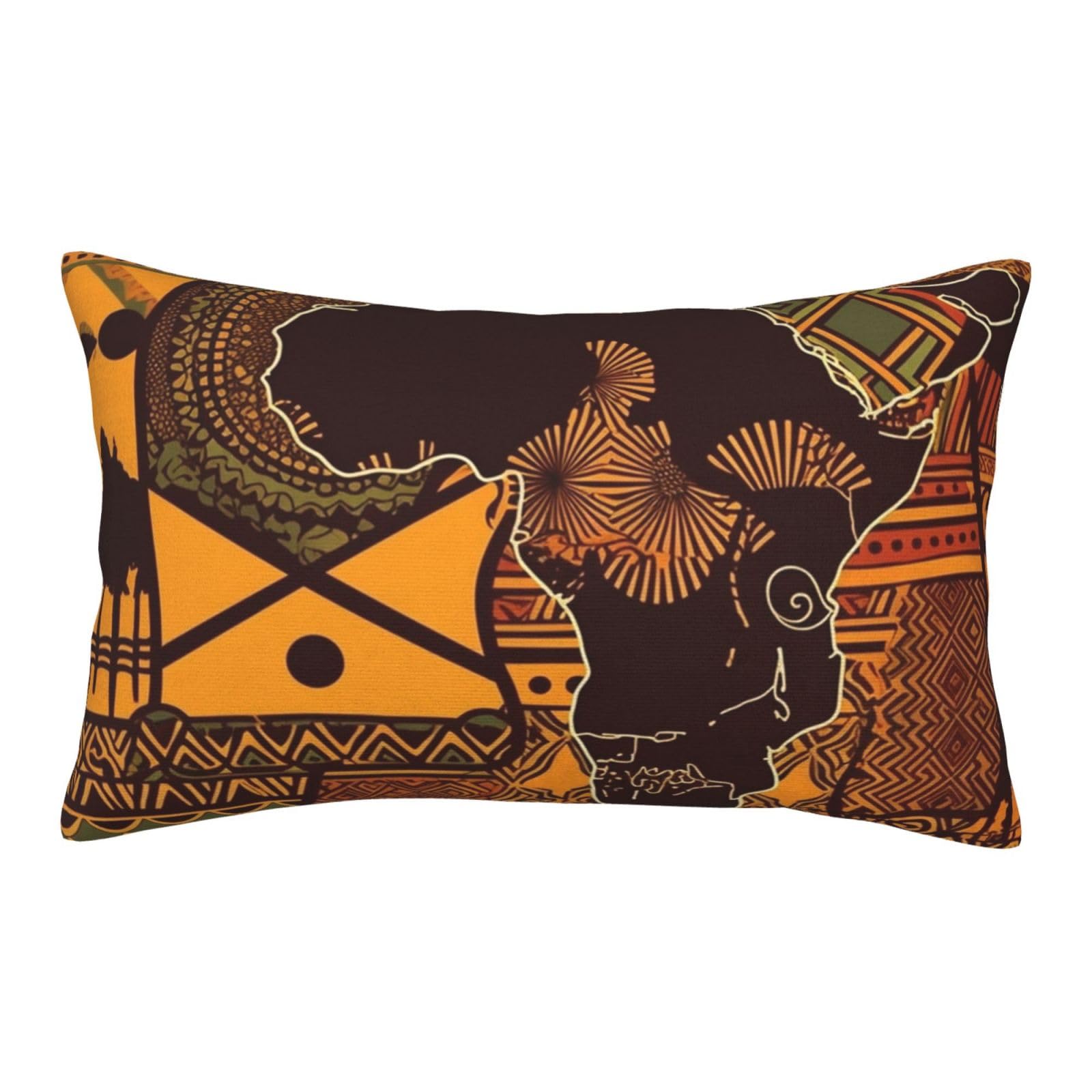 Velvet Pillowcases 20"x30" Ultra Soft Breathable Pillow Cases, Luxury Fuzzy Throw Pillow Covers with Zipper, African Map Ethnic Pattern Pillow Shams All Seasons Decorative Cushion Cases for Couch