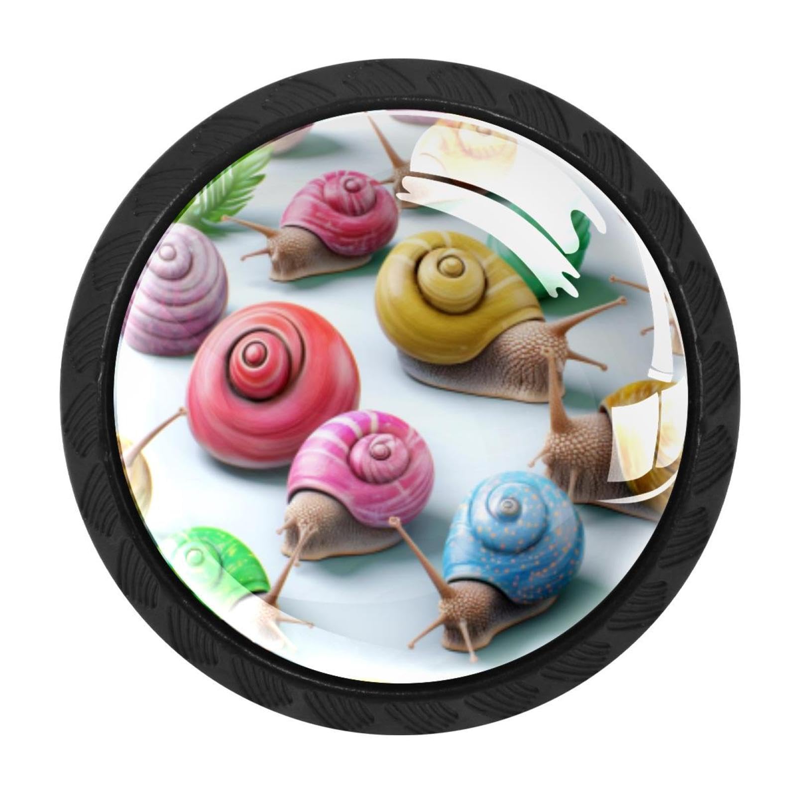 CHENZZZZ 4PCS Snail Dresser Knob Round Glass Drawer Knobs Pulls Cabinet Handle for Home Kitchen Office Bathroom Wardrobe Cupboard