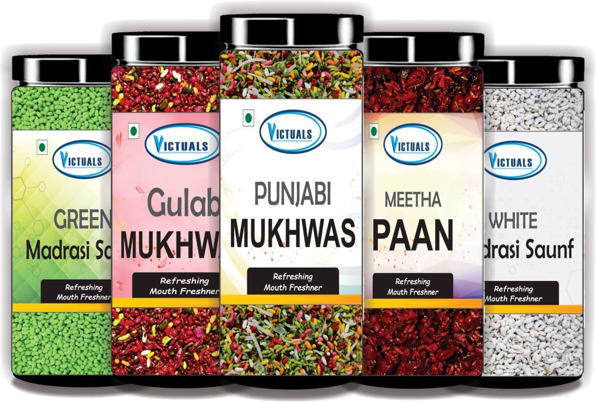 Victuals Green Madrasi Saunf, Gulab Mukhwas, Punjab Mukhwas, Meetha Paan, White Madrasi Saunf Mouth Freshners (1250gm, Pack of 5) (B09RVBH8S1) Amazon Price History, Amazon Price Tracker