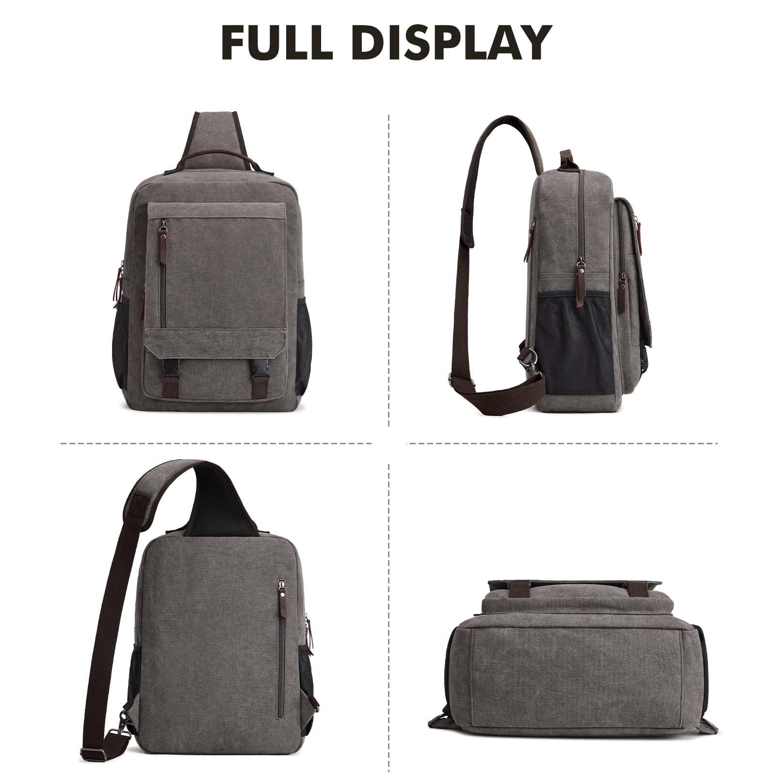 S-ZONE Zaino da Uomo in Tela Impermeabile da 13-16 Pollici per Laptop Borsa a Tracolla Casual