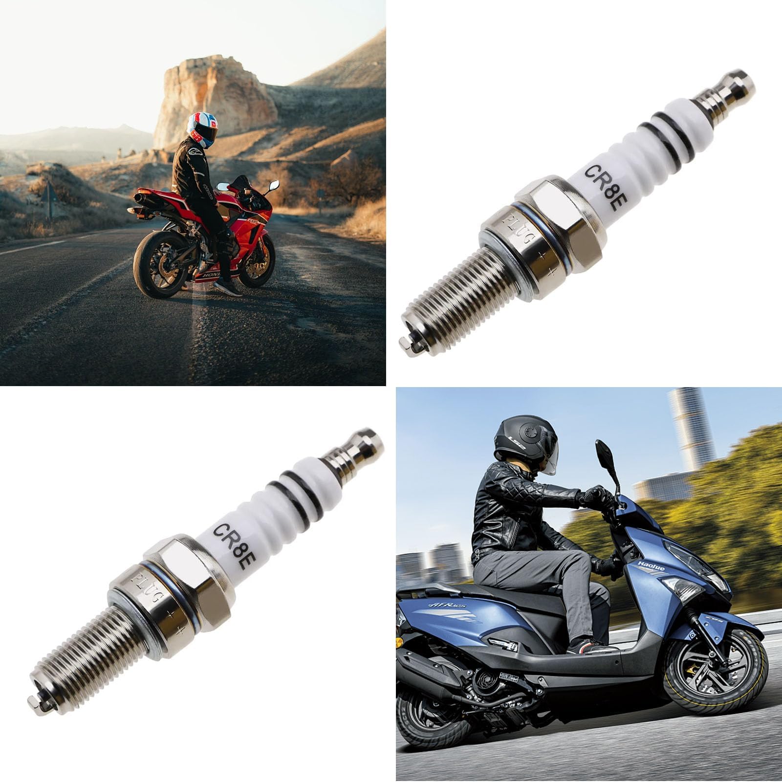 2 Bougies D'Allumage Moto CR8E Avec Manchon - 10mm X 19mm - Haute Performance