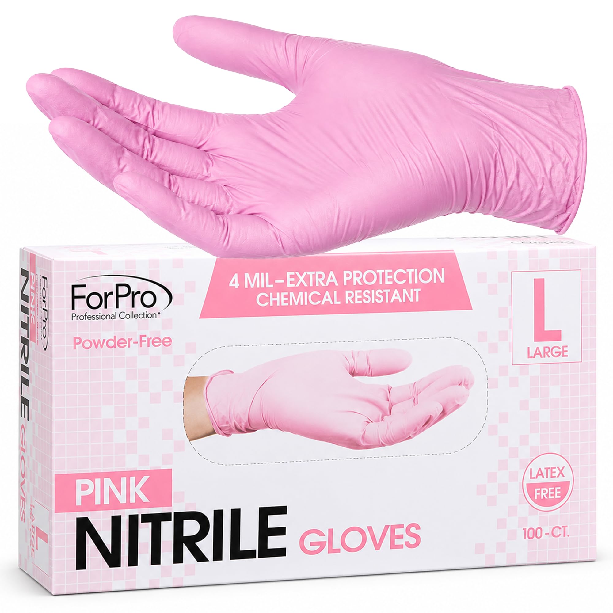 ForPro Disposable Nitrile Gloves, Chemical Resistant, Powder-Free, Latex-Free, Non-Sterile, Food Safe, 4 Mil
