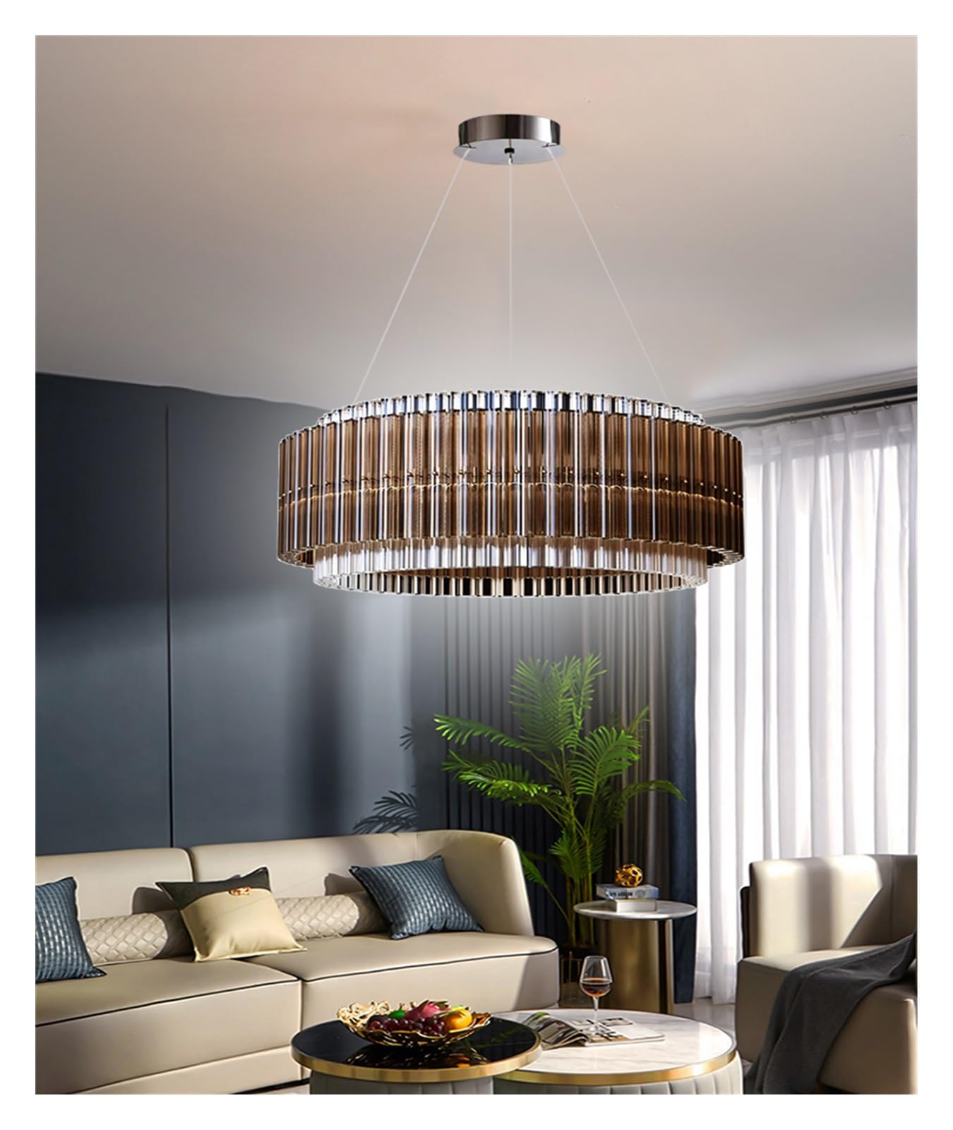 SYAXVOM Chandelier Postmodern Clear-Glass LED Hanging Chandelier Lighting,Lustre Luminaire Lampen Home Decoration for Living Room(Warm,Dia40cm)