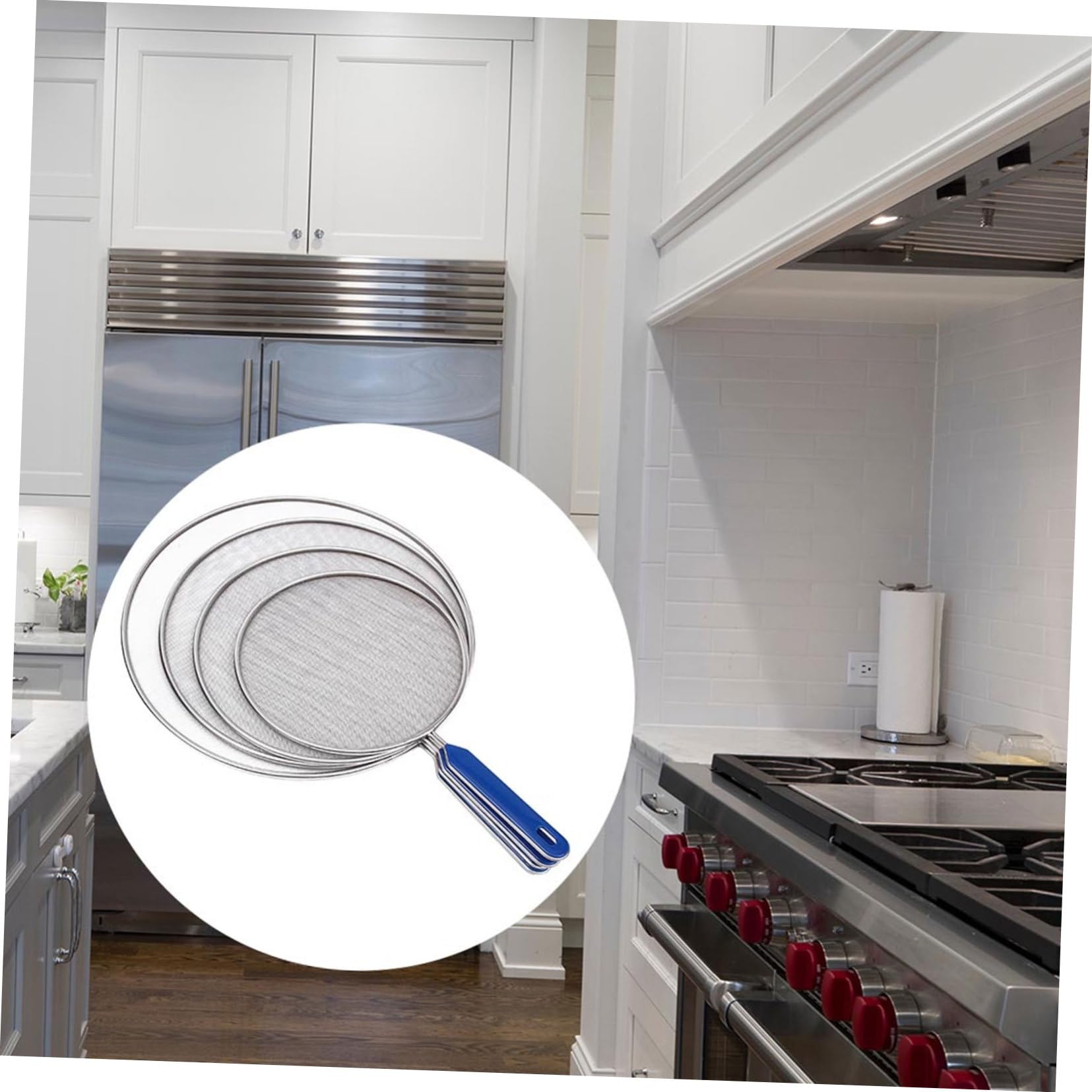 Tapa Antisalpicaduras de Acero Inoxidable Azul para Cocina, Práctica Cubierta Antiderrames para Sartén, Pack de 4 Piezas Adecuado para Cocinar sin Ensuciar
