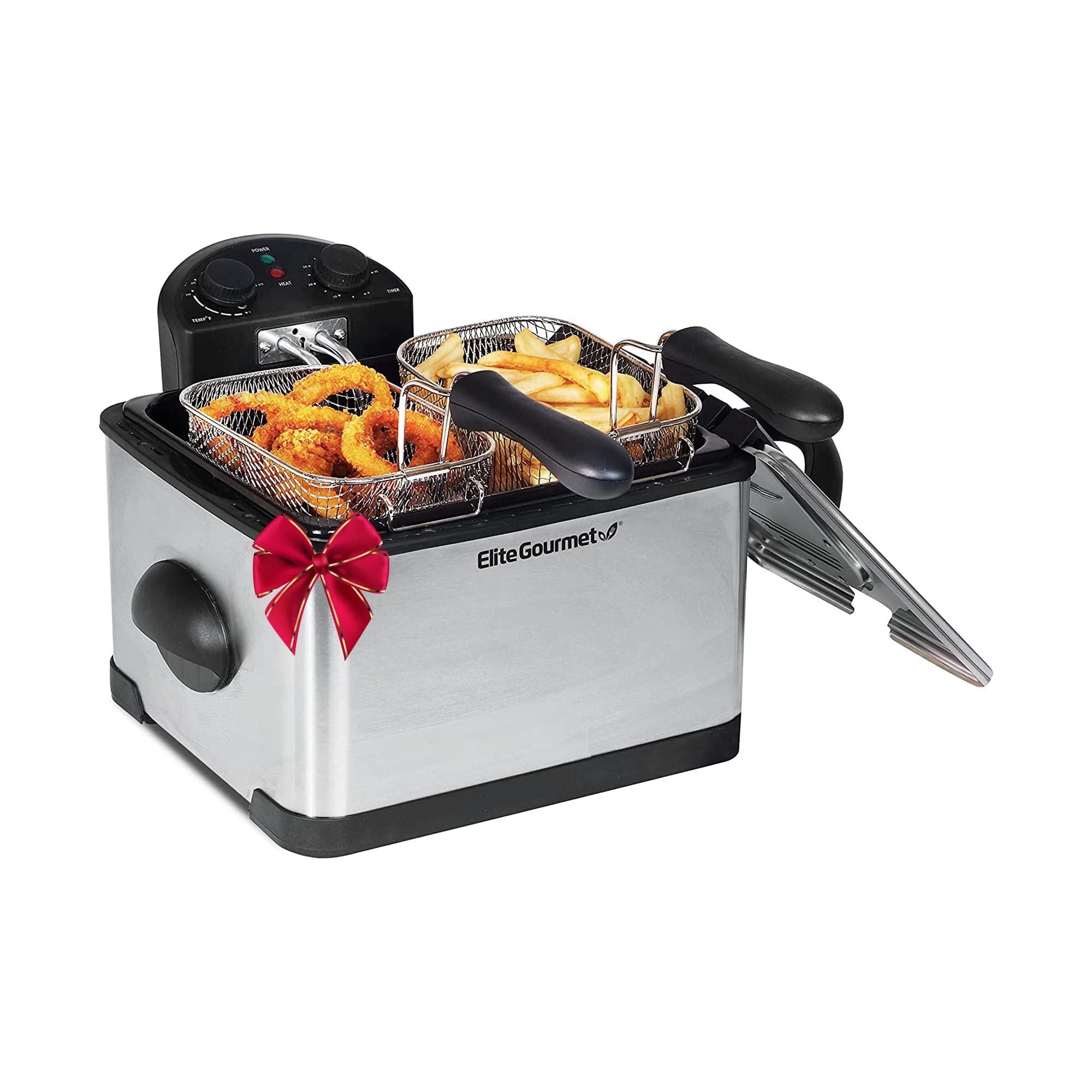 Elite Gourmet EDF401T Electric Immersion Deep Fryer 3Baskets, 1700