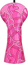 Golf Club Head Covers Driver Fairway Wood Hybrid Golf Club Headcover Leather Protector Heavy Embroidered Colorful Jellyfish (Pink Pony)