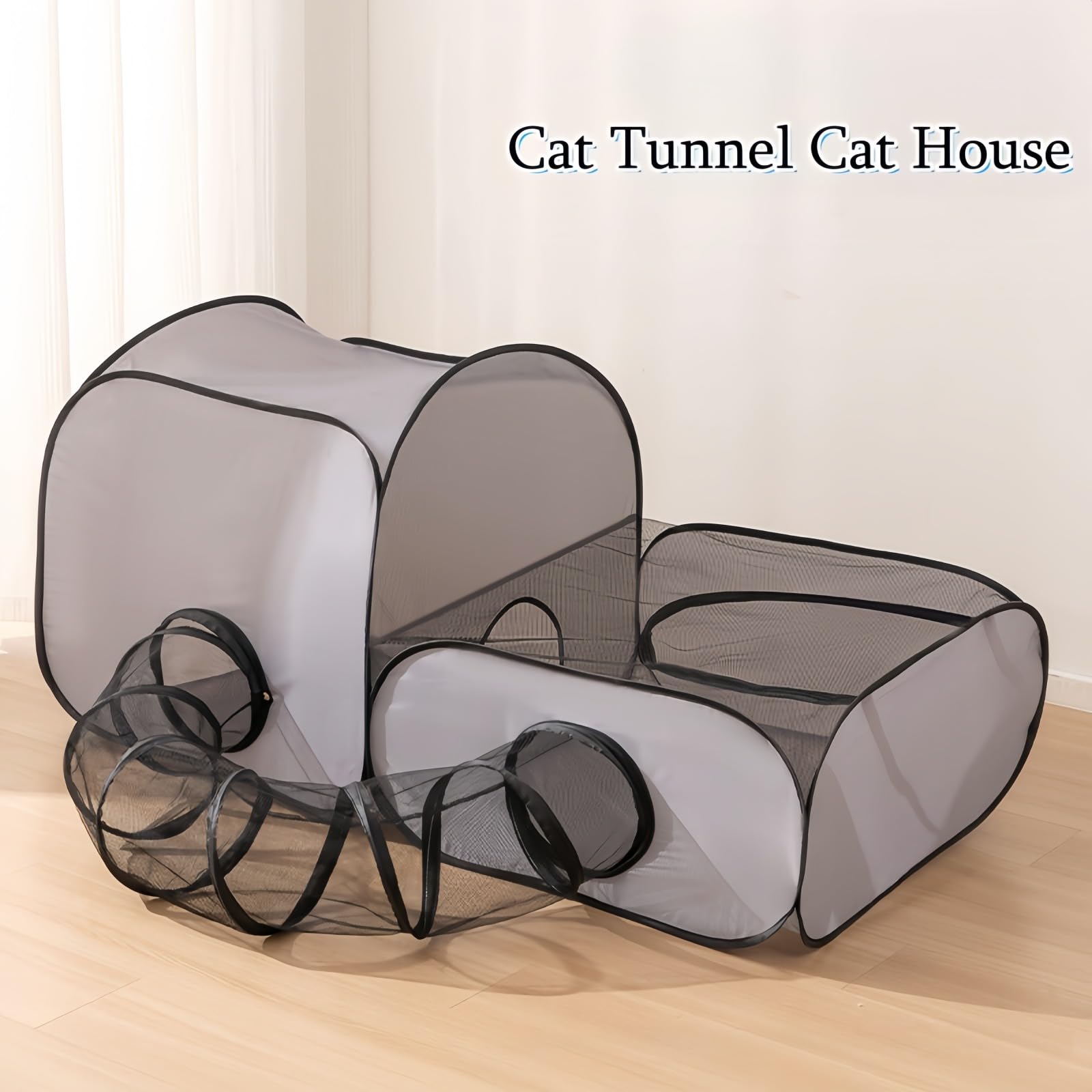 Genérico Parque para Gatos | Caseta Tienda y Corralito para Mascotas - Casa Plegable con Juguetes Interactivos Y Área De Ejercicio para Gatitos, Cachorros Y Mascotas Pequeñas En Viaje Y Exterior