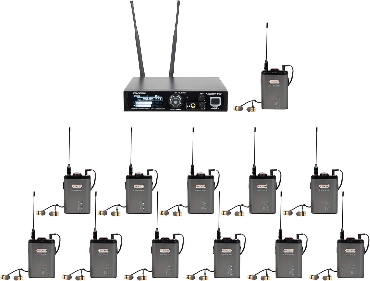 VocoPro IEM-DIGITAL-12 - Professional Digital Stereo/True Dual Mono In-Ear Monitor, Black
