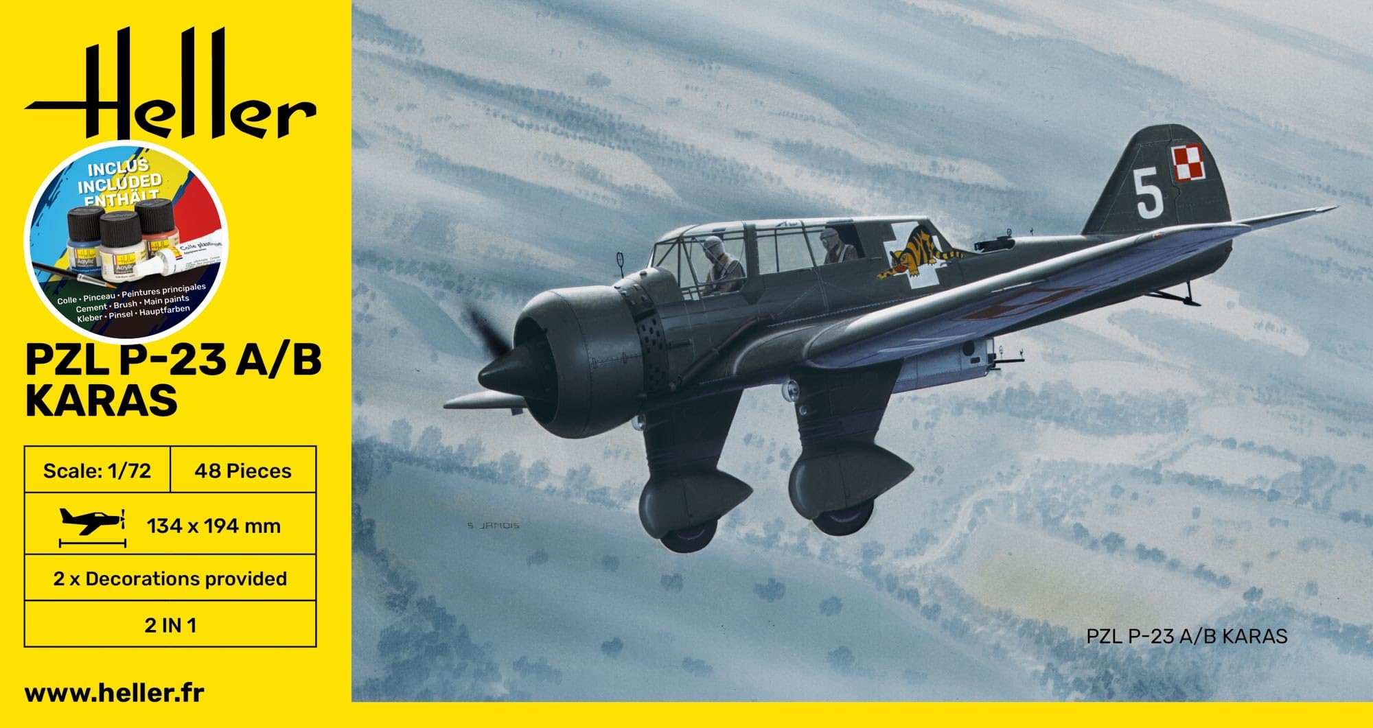 Heller 1:72 Gift Set - PZL 23 Karas, Unpainted - Image 3