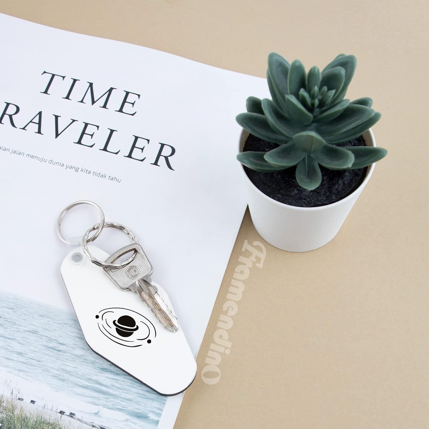 Framendino, 16 Pack Motel Hotel Shape Sublimation Blank Keychains IY Heat Transfer Keychain with Key Rings - Image 6