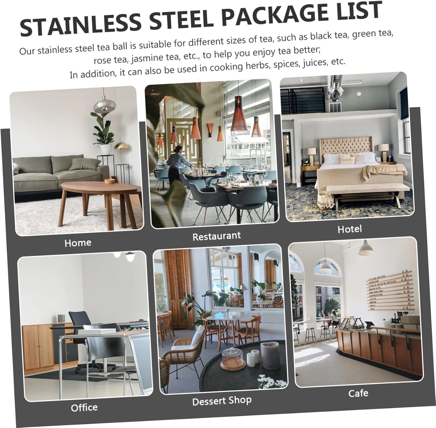 6pcs Tea Infuser Tea Filter Strainer Easy to Clean Stainless Steel for Steeping