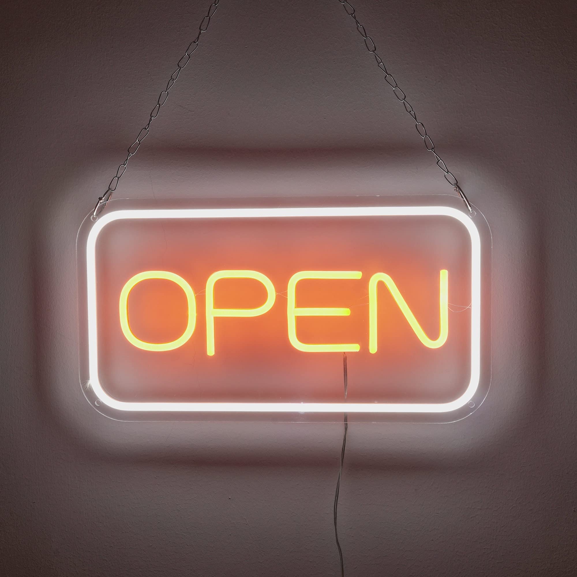 Boxed Store Neon Sign Board LED Neon Open Sign, 14"x 6" New Neon Signs, Ultra Bright for Office, Electric Light Up Signs for Bars, Stores, Coffee Shop, Hotel etc.