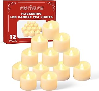 Festive Fix Flameless LED Tea Light Candles â€“ 12 Pack