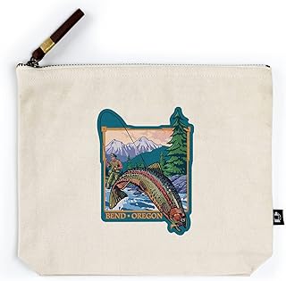 Lantern Press Bend, Oregon, Angler Fly Fishing Scene, Contour (100% Cotton Canvas Travel Accessory Go Bag)