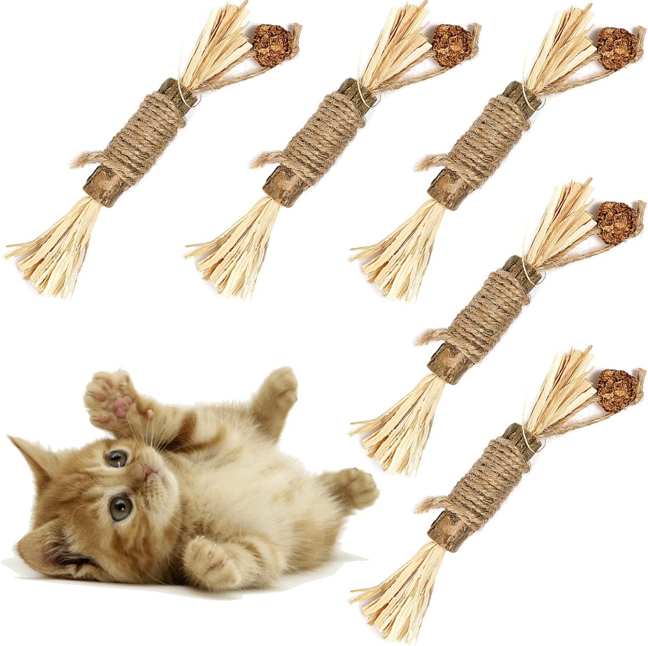Silvervine Sticks Catnip Toys, Chew Sticks Cat Teeth Cleaning Chew Toy for Indoor Interactive Cats, Kitten Teething, Relaxed Toy (5 Pack, M)