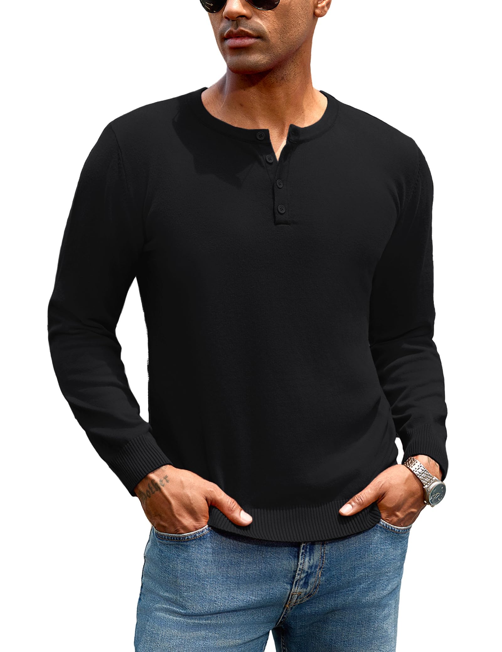 IClosam Pull Noël Homme à Manches Longues Imprimé Pulls D'hiver Pour Hommes Noir S