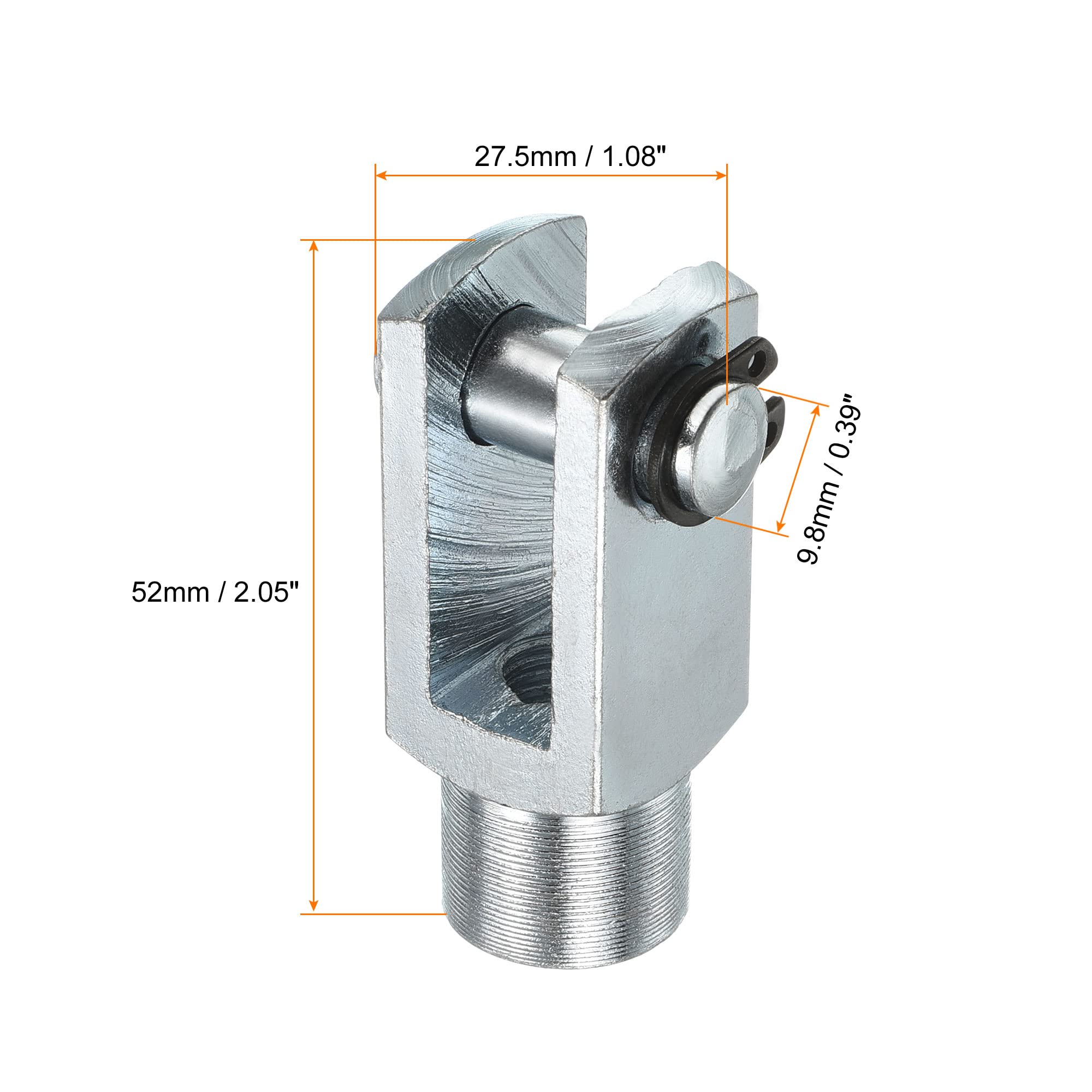 PATIKIL M10x1.25 Air Cylindre Tige Chape Terminale, 2 Paquet Femelle Filetage Y Connecteur 52mm Longueur pour Air Cylindre Pied Montage Travail, Argenté