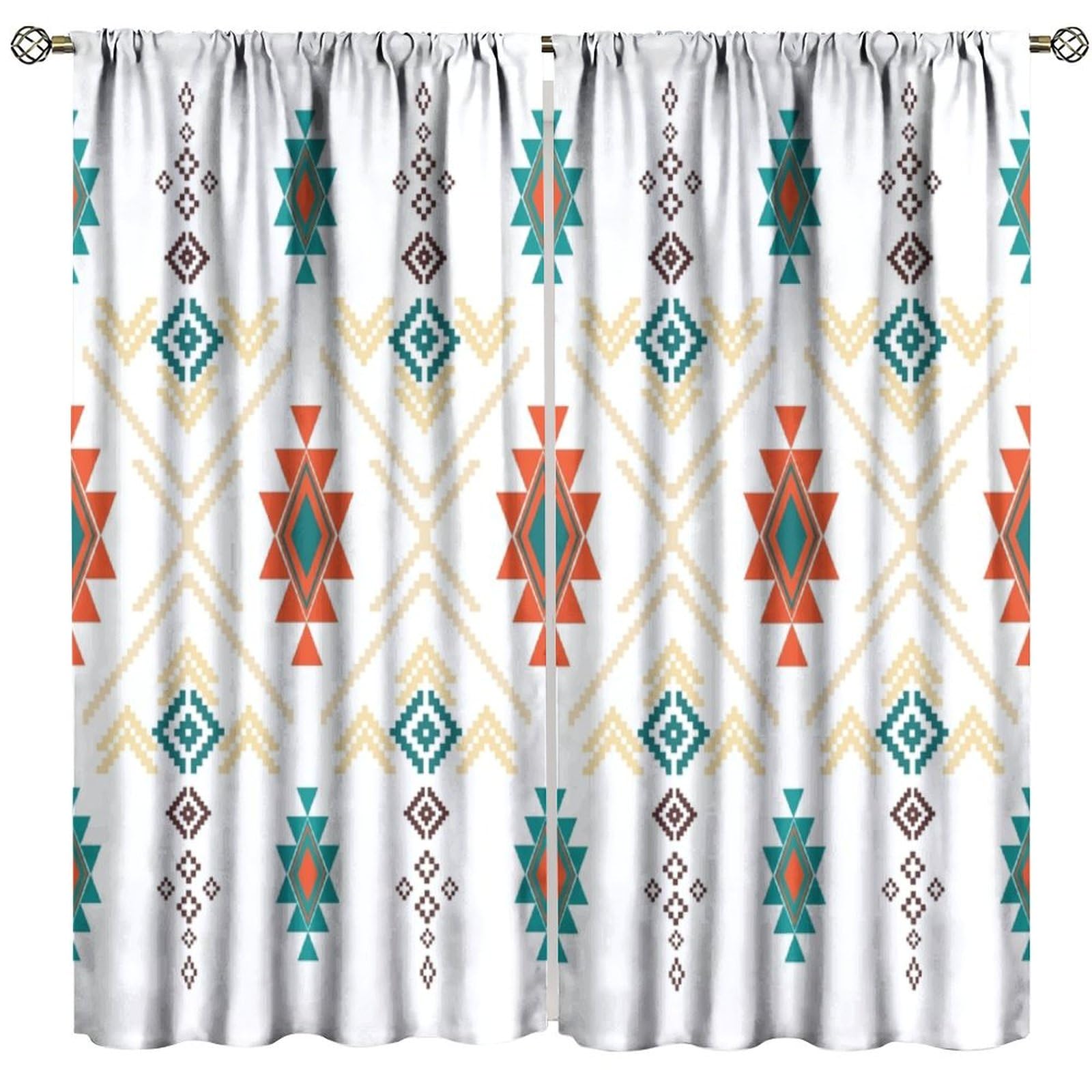 BenYaSong Aztec Decor Window Curtains, Boho Southwestern Native Tribal American Ethnic Western Abstract Geometric for Home Kitchen Livingroom Coffee