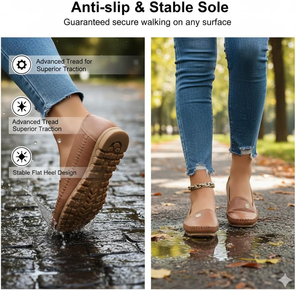 2026 New Orthopedic Leather Shoes, Slip On Stitched Flat-Soled Casual, Leather Orthopedic Shoes for Women, Walking Casual Dressy Vintage Outdoor Comfortable Shoe - Image 4