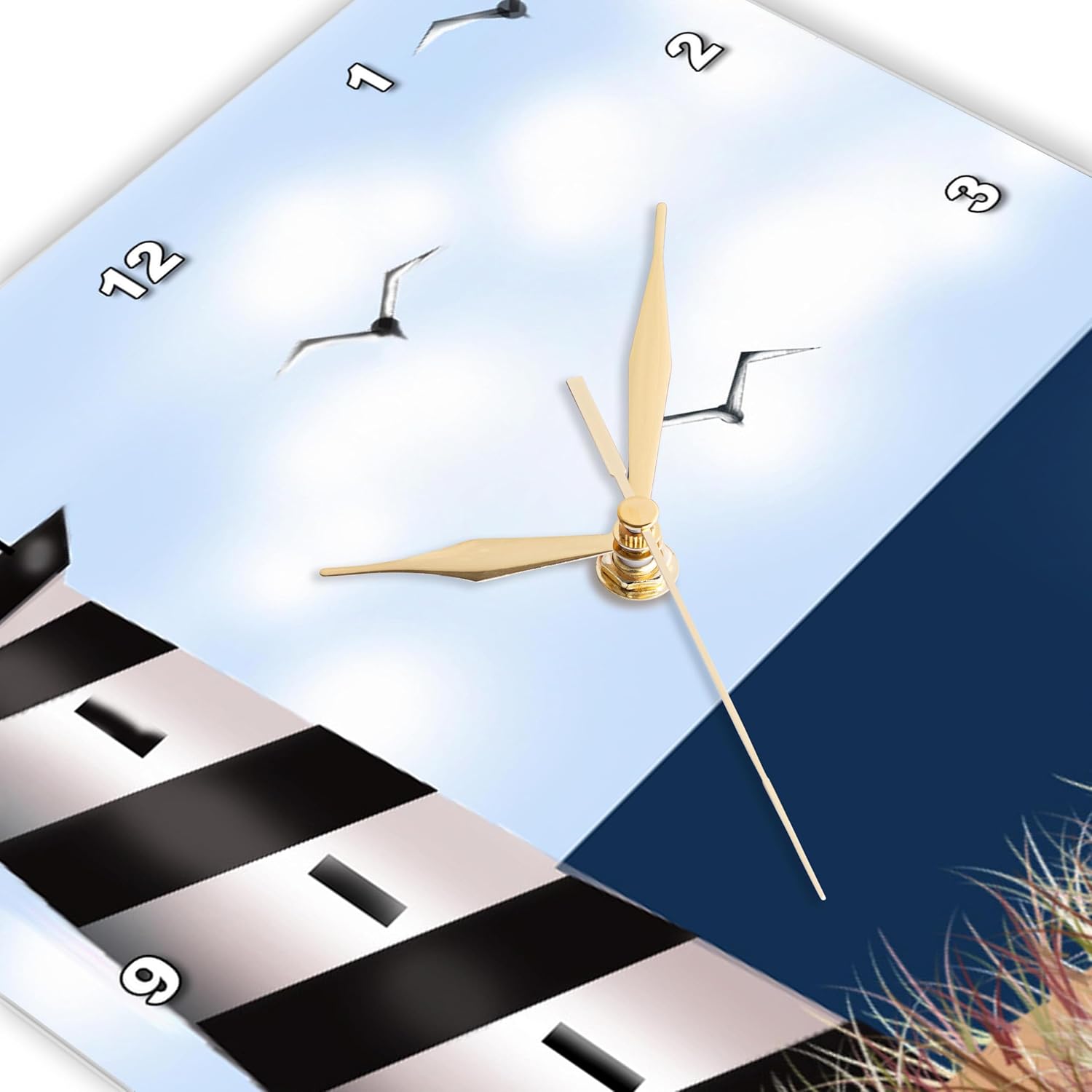 3dRose Wall Clock Silent - 15 inch - Lighthouse on The Beach - Photography Digital Art