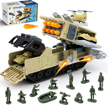 Military Toy Set for Kids, Missile Vehicle with Military Tanks Aircraft and Soldier Figures, Army Vehicle Army Toy, Birthday for Boys Girls Age 3+