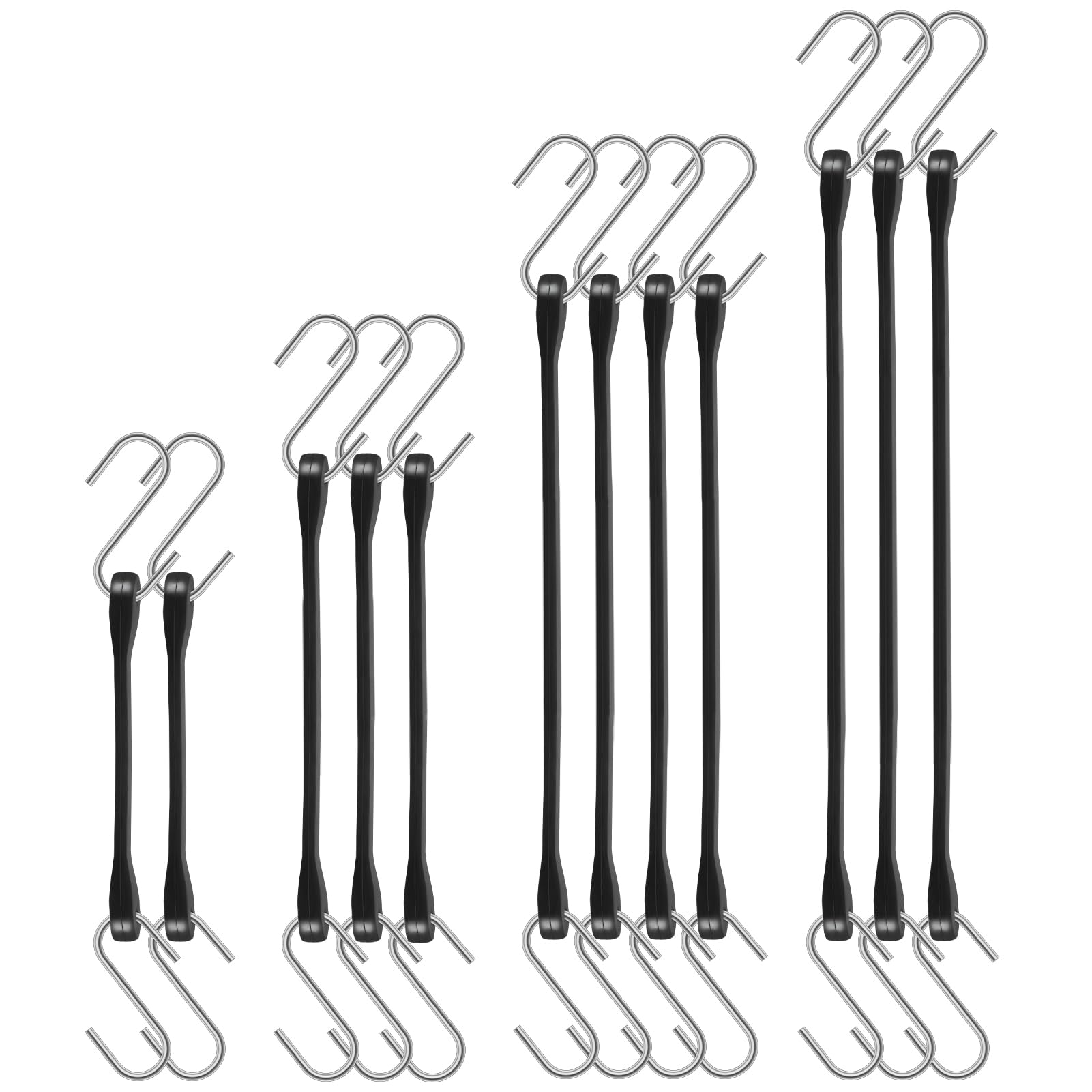 6 Gummiseile Mit Haken – Verschiedene Längen (22,9–104,9 Cm), EPDM-Gummi, Wetterfest, Für LKW, Motorrad & Outdoor
