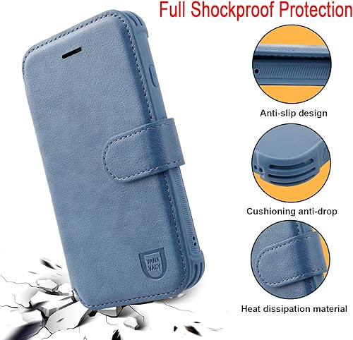 Miniatura 5 de VANAVAGY Funda tipo cartera compatible con iPhone SE2iPhone SE3iPhone 8iPhone 7, funda de piel con tapa RFID con soporte para muñeca, carga