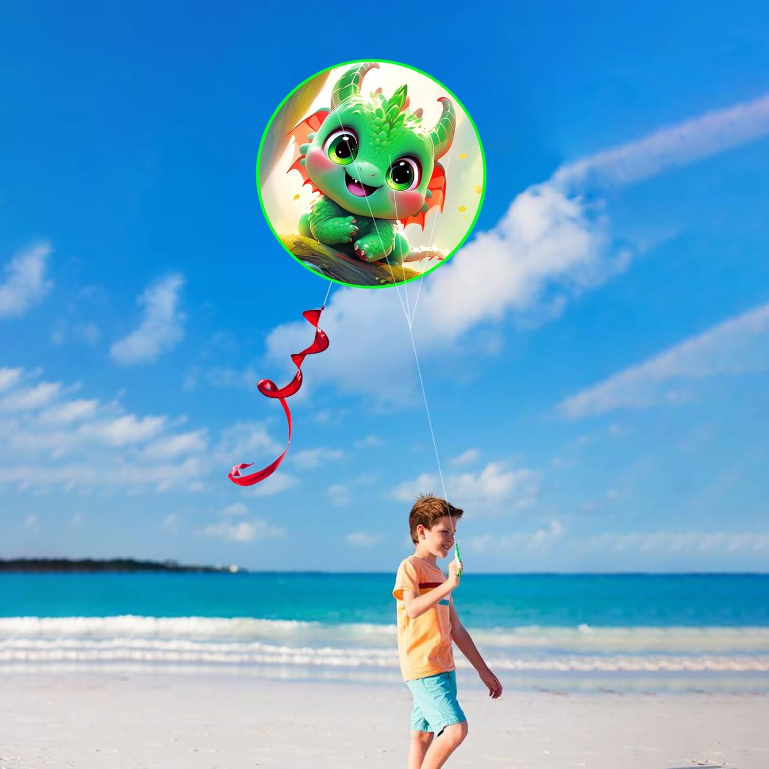 HENGDA KITE Rounded Kite,for Kids and Adults,Easy to Fly,Excellent Fabric and Structure Design,The Pictures are Beautiful in high Definition,Suitable for Beginners(31x31)