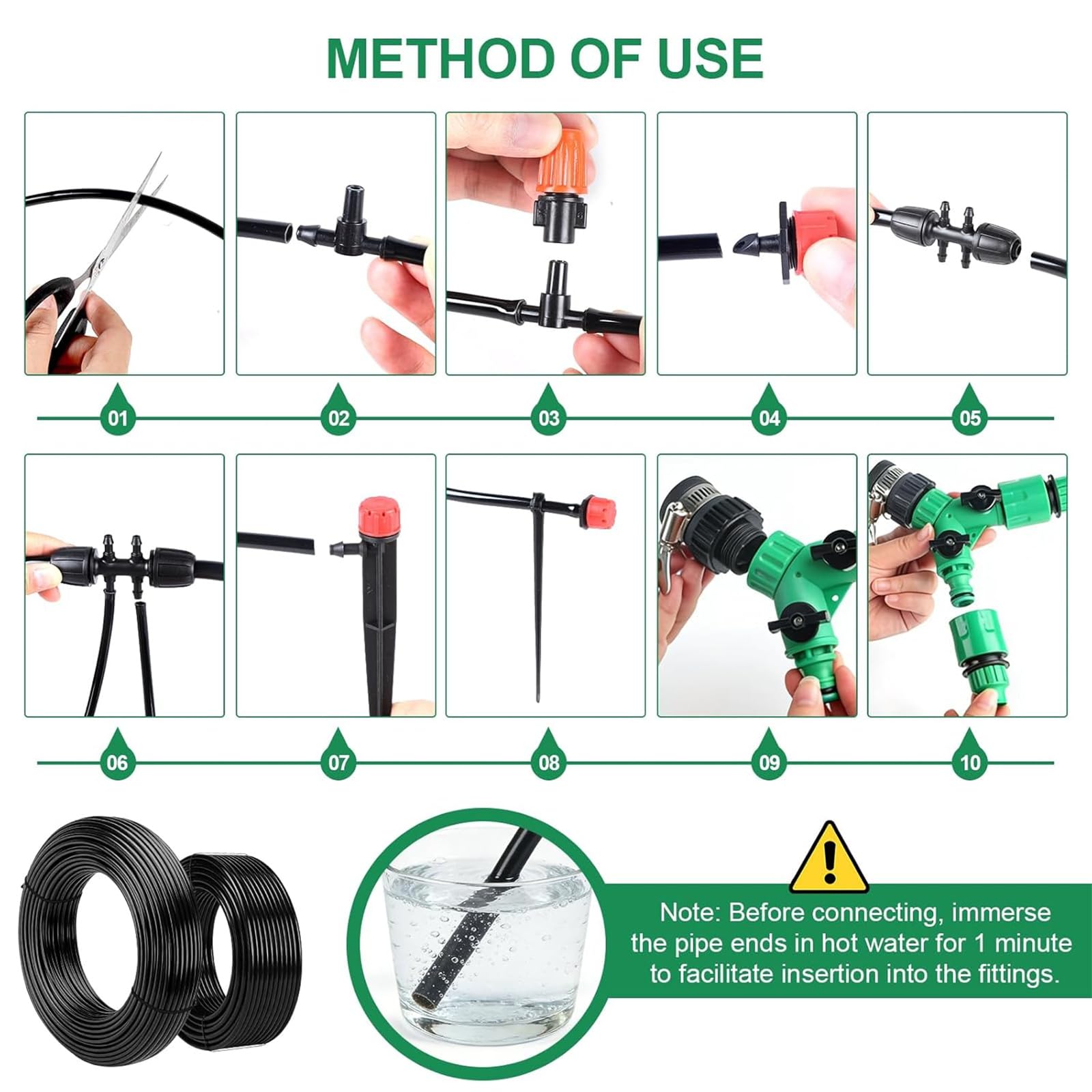 Sistema de Riego Jardín 315 PCS Sistema de Riego Por Goteo con 60 m + 15 m Tubos, Kit Riego Automatico Macetas para Jardín, Plantas, Invernadero, Macetas de Balcón