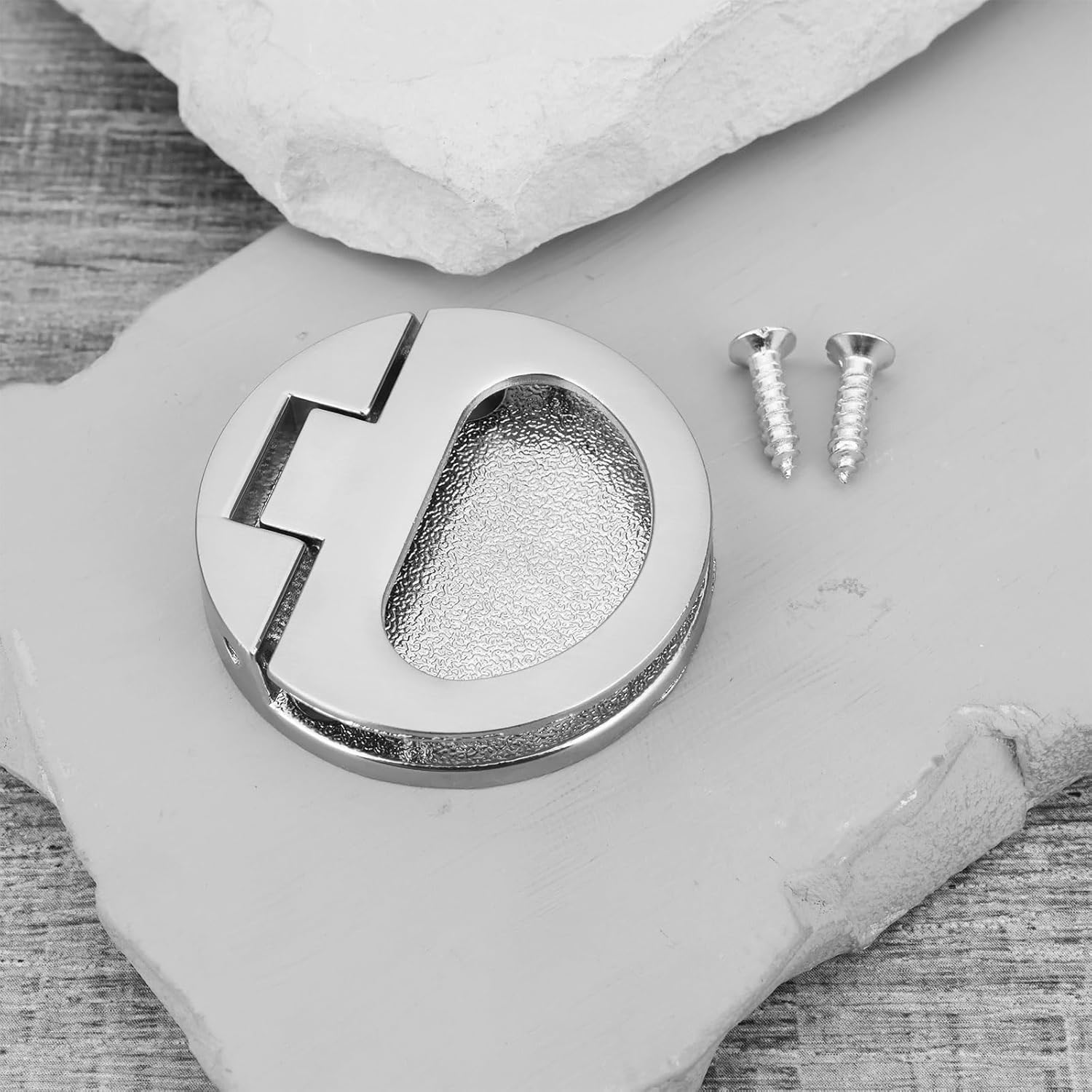 2pcs Flush Pull Ring Handle with Screw 43.5x7mm for Plane Drawer Door Closet Brushed Silver