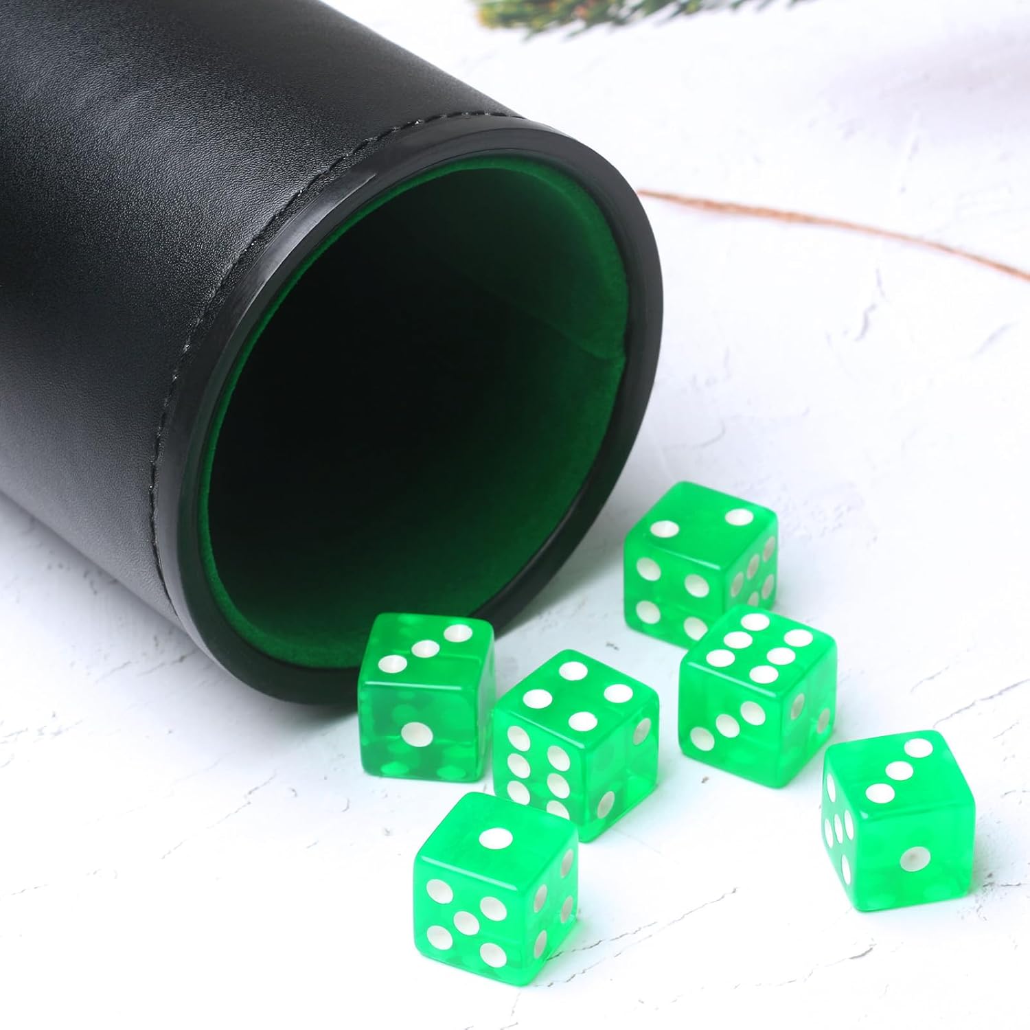 The Bundle of Dice Cup Set and Matching Tray - Black and Green